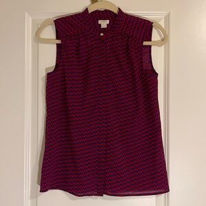 Women’s J Crew Factory Red Cherry Pattern  Sleeveless  Blouse size 2